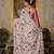 Peach colour ready to wear floral chinon saree with mirror border