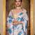Sky blue colour ready to wear floral chinon saree with mirror border