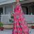 Pink colour ready to wear floral chinon saree with mirror border