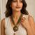 Multicolour multi-strand seed bead necklace with round tribal pendant, boho style