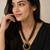 Black & gold multi-strand beaded necklace with round onyx pendant, boho statement jewellery for women