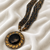 Black & gold multi-strand beaded necklace with round onyx pendant, boho statement jewellery for women