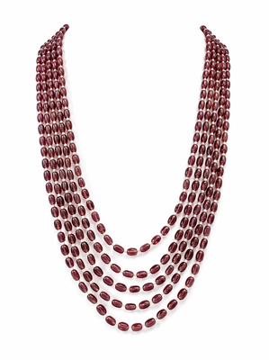 Multi-layer beads maala necklace, purple, oval glass beads with white spacers, 22 inches 1