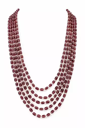 Multi-layer beads maala necklace, purple, oval glass beads with white spacers, 22 inches