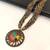 Multicolour multi-strand seed bead necklace with round tribal pendant, boho style