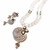 Onyx bead double strand necklace set with kundan peacock pendant and earrings, gold-toned