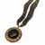 Black & gold multi-strand beaded necklace with round onyx pendant, boho statement jewellery for women