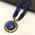 Blue & gold multi-strand beaded necklace with round medallion pendant, boho tribal style