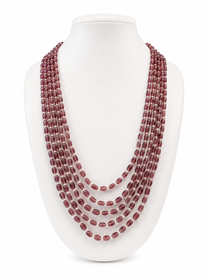 Multi-layer beads maala necklace, purple, oval glass beads with white spacers, 22 inches 3