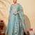 Women's Beautiful Embroidery Work Viscose Silk Fabric Flared Anarkali Pant and Dupatta Set