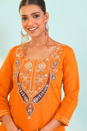 Women's Beautiful Embroidery Work Viscose Silk Fabric Flared Anarkali Pant and Dupatta Set