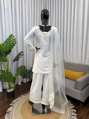 Off white crepe thread with sequin farshi salwar suit 5