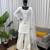 Off white crepe thread with sequin farshi salwar suit