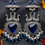 Royal blue peacock oxidised statement earrings