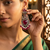 Ruby red peacock oxidised statement earrings