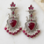 Ruby red peacock oxidised statement earrings