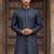 Mens silk blend green solid embroidered calf length straight kurta with trousers