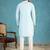 Mens silk blend blue solid embroidered calf length straight kurta with trousers