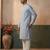 Mens silk blend blue solid embroidered calf length straight kurta with trousers