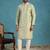 Mens green silk blend solid embroidered kurta with trousers