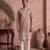 Mens pink silk blend solid embroidered kurta with trousers