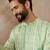 Mens multi silk blend abstract printed kurta with trousers