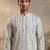 Mens multi silk blend abstract printed kurta with trousers