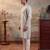 Mens multi silk blend abstract printed kurta with trousers