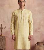 Mens multi silk blend abstract printed kurta with trousers