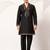 Mens black silk blend embroidered straight kurta with trousers