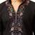 Mens black silk blend embroidered straight kurta with trousers