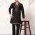 Mens black silk blend embroidered straight kurta with trousers