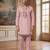 Mens lavender silk blend embroidered straight kurta with trousers