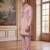 Mens lavender silk blend embroidered straight kurta with trousers
