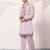 Mens lavender silk blend embroidered straight kurta with trousers