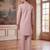 Mens lavender silk blend embroidered straight kurta with trousers