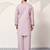 Mens lavender silk blend embroidered straight kurta with trousers