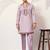 Mens lavender silk blend embroidered straight kurta with trousers