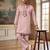 Mens lavender silk blend embroidered straight kurta with trousers