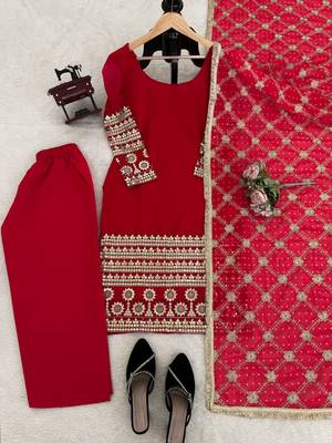 Red georgette thread with sequin  salwar suit 6