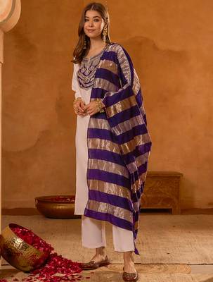 Women's Beautiful Embroidery Work Simar Fabric Straight Kurta Pant and Dupatta Set 3