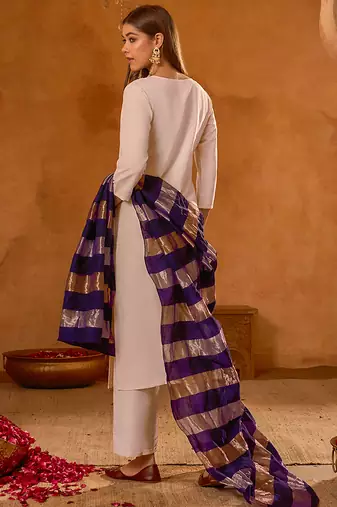 Women's Beautiful Embroidery Work Simar Fabric Straight Kurta Pant and Dupatta Set
