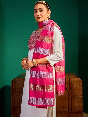 Women's Beautiful Embroidery Work Simar Fabric Straight Kurta Pant and Dupatta Set 3