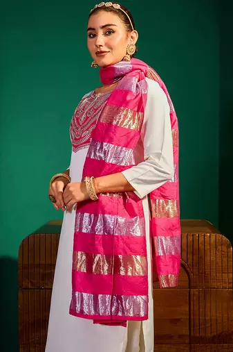Women's Beautiful Embroidery Work Simar Fabric Straight Kurta Pant and Dupatta Set