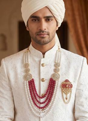 Men s Ethnic Sherwani Mala with Brooch   Perfect for Weddings & Festive Wear 5