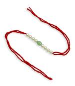 Designer pearl rakhi for brother - traditional aqua bead thread