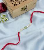 Designer pearl rakhi for brother - traditional mint bead thread