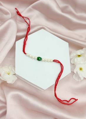 Designer pearl set of 2 rakhi for brother - traditional bead thread 3