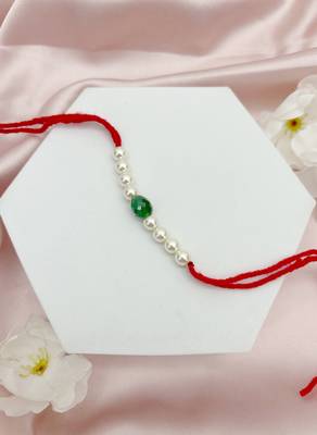 Designer pearl set of 4 rakhi for brother - traditional bead thread 1