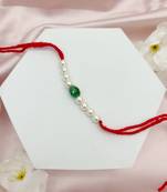 Designer pearl set of 4 rakhi for brother - traditional bead thread